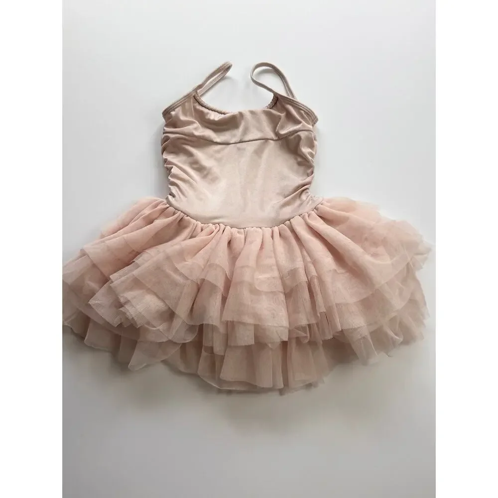 Bloch Girls Champagne Shimmer Tutu Dress Size 6X-7 Ballet